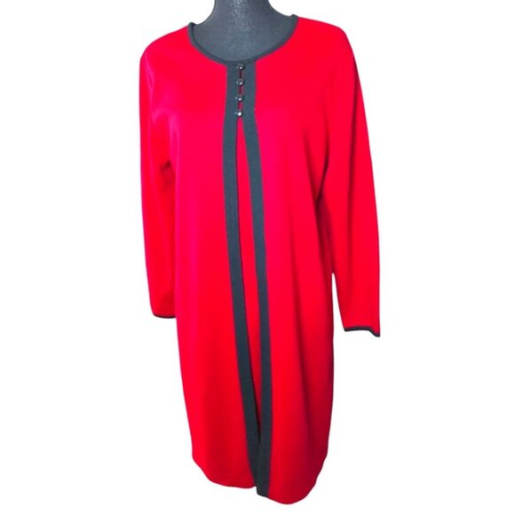 Vintage 90's Sunshine & Starshine Chic Red and Black Buttoned Dress- Sz M - Picture 1 of 6